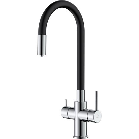Avapax Robinet de cuisine - Chrome brillant - Bec flexible - Raccord pour filtre à eau - Dapur Abda7517f2