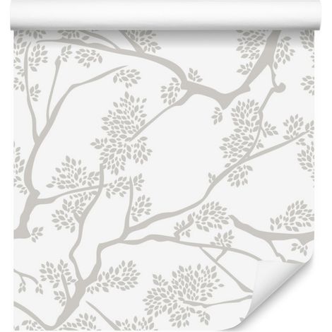 Papel pintado con motivos de árboles, ramas y naturaleza para salón y dormitorio, 50x1000 cm. (1/5)