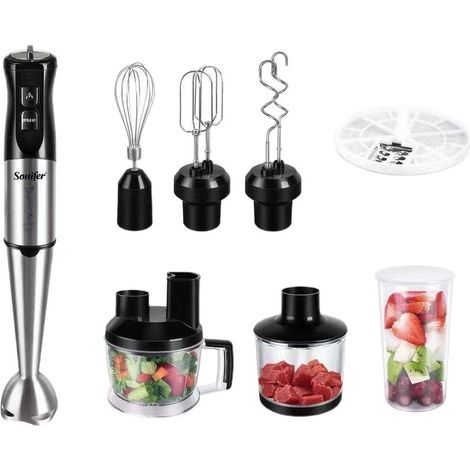 Mixeur Plongeant 1000 W, Mixeur Plongeur Avec 8 Niveaux De Vitesse En Acier Inoxydable, Mixeur Blender Pour Aliments Pour Bébé, Soupe, Sauce Et Purée, Accessoires Du Mixer Inclus (1/4)