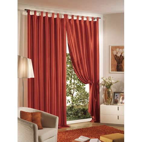 HOME COLLECTIONS TENDA CON ANELLI SHANTUNG BORDEAUX 140X280 CM (1/2)