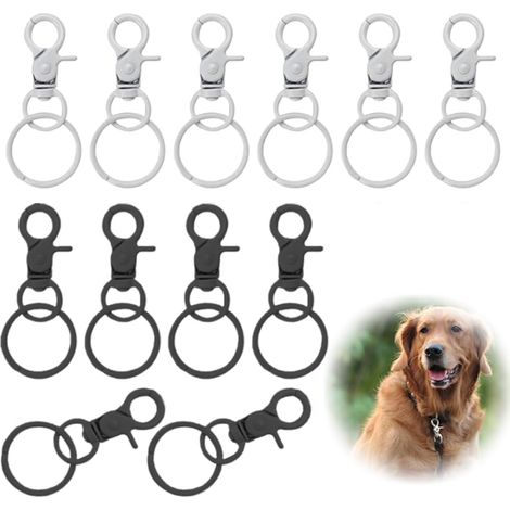12 Pièces Mousqueton Pivotant Avec Porte Clé-Clips De Sécurité Robustes Et Rotatifs À 360°Pour Laisses Clés Et Plus Encore Petit Mousqueton Mousqueton