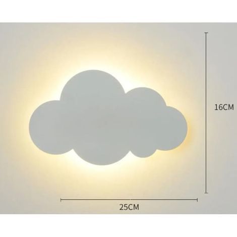 Applique murale en forme de nuage - applique d'intérieur - abat-jour en acrylique avec éclairage LED intégré - variateur trois couleurs - 25 x 16 cm - Pour chambres d'enfants (1/3)