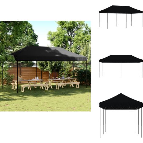 Tente de réception pliable escamotable noir 580x292x315 cm - Tente De Réception - Abri Extérieur - Gazebo - Tente Pliante - Tente Pop Up (1/5)