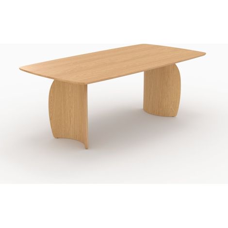 Mesa rectangular Asma para 6 personas de madera contrachapada y chapa de roble claro de 200 cm (1/4)