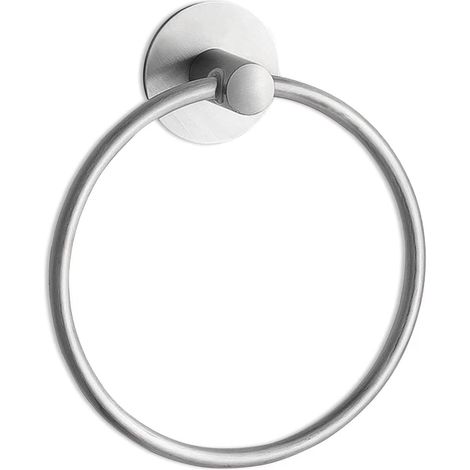 Porte Serviette Salle de Bain Adhesif Anneau Porte-Serviettes sans Clou, Pose Murale sans Dégats, Inoxydable, Finition Brossée (1/5)