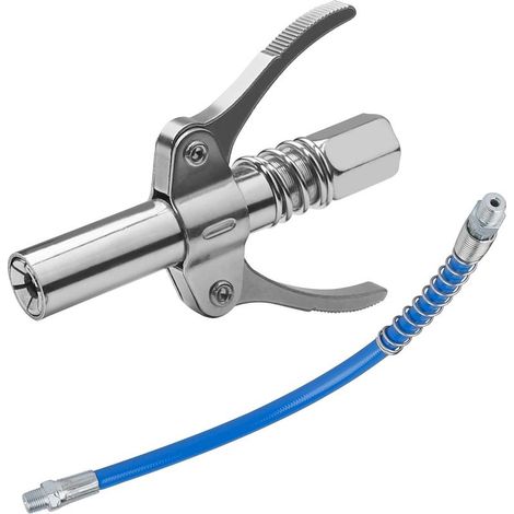 Coupleur Pistolet à Graisse pour Tous Les Types, Embout Pompe a Graisse avec 10000 PSI Tuyau de 30cm pour Électriques, Pneumatiques et Manuelles, Double Poignée