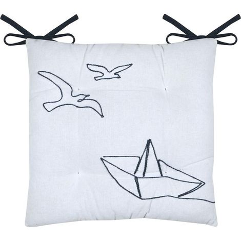 Galette de chaise marine 38x38 cm Bord de mer