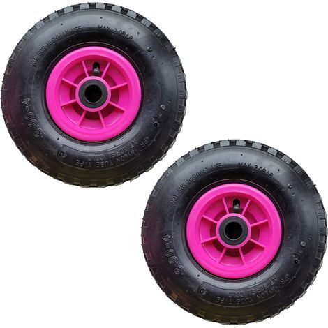 2x Sackkarrenrad 260x85 mm 3.00-4 Nabenlänge 75 mm Ersatzrad Bollerwagenrad 4 PR pink (1/5)