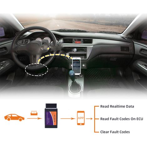 Scanner OBD2 Bluetooth ELM327 pour voitures - Outil de diagnostic automobile - Lecteur de défauts OBDII pour véhicules (1/5)