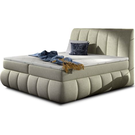 Lit continental tissu beige clair Florencia-140x200 (1/5)