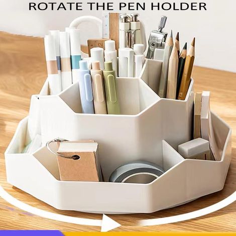 Support Pour Stylos - Organisateur De Bureau Rotatif - Boîte De Rangement Pour Articles De Papeterie - 1 Pièce