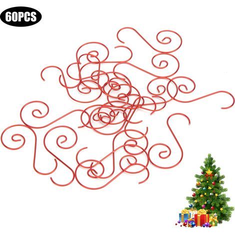 Mehrzweckhaken, S-förmige Christbaumständer-Dekorationshaken, 60 Stück (Rot) (1/5)