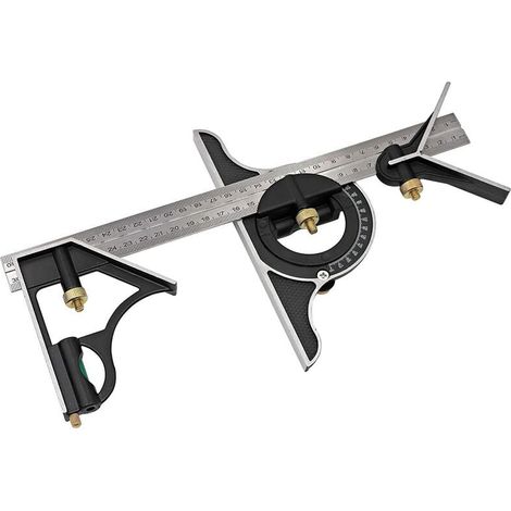 Escuadra combinada multifunción ajustable de 300 mm, herramientas cuadradas de alta resistencia, kits de medición, transportador de precisión, buscador de ángulos, regla, escuadras de carpintería (1/5)