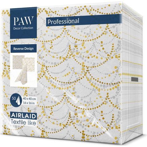 Serviette de Table Papier Airlaid 40 x 40 cm 50 Pièces Idéal pour Mariage, Baptême, Communion, Anniversaire Décoration de Table avec Motif au Dos Guirlande Festive Inversée (1/5)