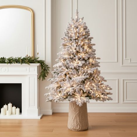 Albero di natale Innevato con Led e Tronco "Dolomiti" in PE Effetto Real Touch + Flock -210 cm (1/5)