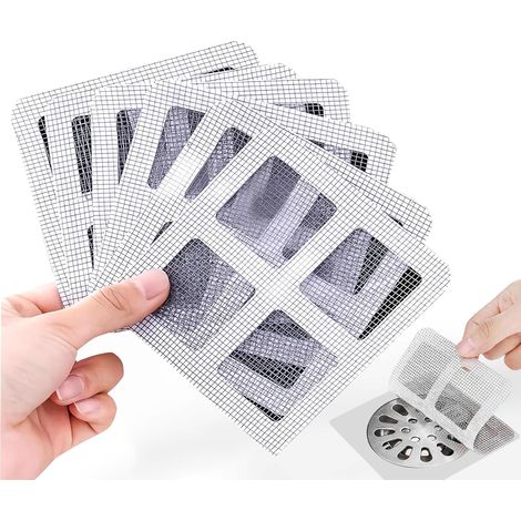 Lot de 50 tamis à cheveux de douche, tamis à cheveux pour douche et bonde de douche, autocollants jetables pour évier, baignoire, filtre à mailles fines contre l'obstruction (1/5)