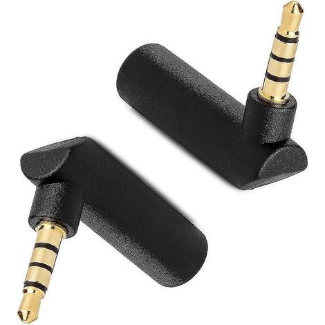 Adaptateur pour casque audio, adaptateur jack à 90 degrés, prise jack mâle 3,5 mm (noir) (2 pièces) (1/4)