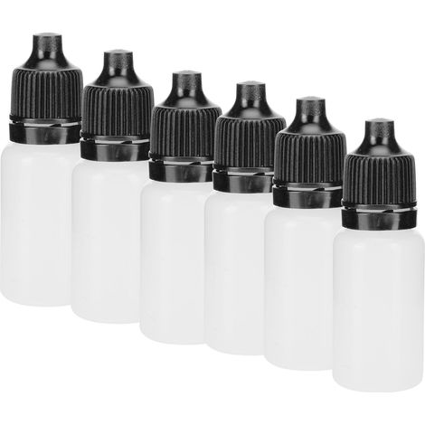 Lot de 50 flacons de 10 ml pour solution oculaire, portables et souples, vides, avec bouchon et capuchon noir. (1/5)