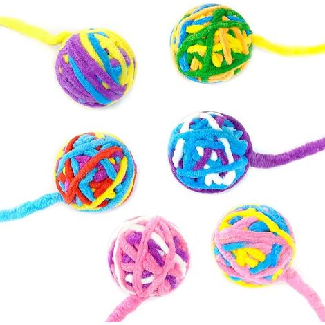 Balles pour Chat en Fil de Laine 5 cm avec Clochette Jouets pour Chat (1/4)