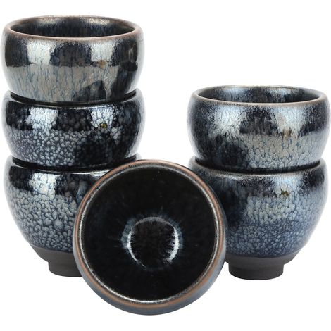 6-teiliges Set Teetassen aus Keramik, Kung-Fu-Teegeschirr, Trinkgefäße, Accessoires für die Heimdekoration, Blumenmuster (1/5)