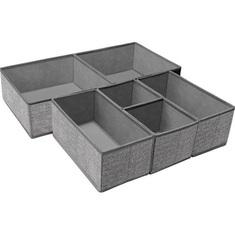 Organisateur de tiroir pliable pour sous-vêtements, boîte de rangement pour vêtements et chaussettes (6 boîtes, grises) (1/5)