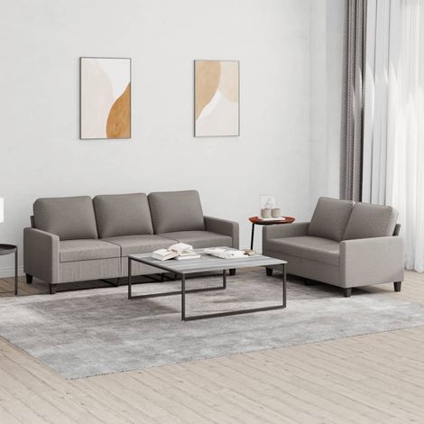 2-tlg. Sofagarnitur mit Kissen Taupe Stoff (1/5)