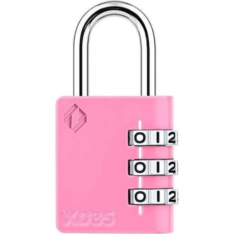 cadenas à combinaison robuste à 3 chiffres, différents designs, couleurs éclatantes et mécanisme de verrouillage en métal robuste – Rose 1 pièce (1/5)