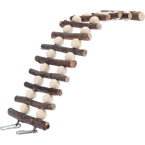 Échelle en Bois Souple pour Hamster avec Perles - Jouet à Mâcher et à Grimper pour Petits Animaux (1/5)