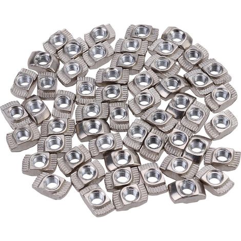 50 pièces Écrous T Coulissants Aluminium Nickelé pour Profilés Européens Blocage Facile Rainure T Usage Acier (1/5)