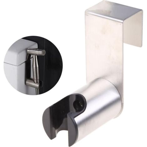 Support de pommeau de douche en acier inoxydable, fixation murale pour bidet avec crochet pour WC, support de douchette antirouille pour salle de bain, compatible avec la plupart des pommeaux, argenté (1/5)