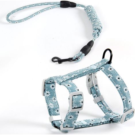 Arnés ajustable para gatos y correa de cuerda de 120 cm para paseos seguros (talla S, verde claro) - Menos de 3 kg (1/5)