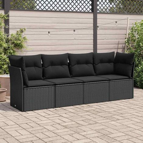 Set divani da giardino componibile con contenitore in polyrattan nero, set da 4 - PANGIVO (1/5)