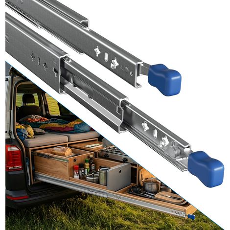 Wolketon Schwerlastauszug Schubladenauszug 450 mm, 53 mm breit, Vollauszug, 2er-Set, verriegelbar, 120 kg (1/5)