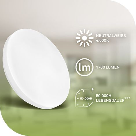 Deckenleuchte Wohnzimmerlampe Deckenlampe Ø29 cm - 8W, 1700lm, LED, mit EEKA Lichtquelle,Küchenlampe, Flurlampe, Schlafzimmerlampe, Weiß (1/5)