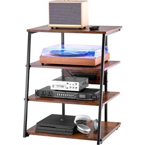 Meuble Audio Visuel 4 Niveaux - Étagère Multimédia en Bois (1/5)