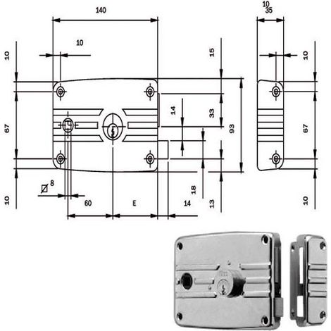 Serrure App.Ferro E60 Dx 485604 Iseo