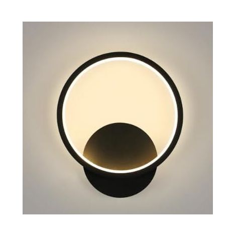 Applique Murale Intérieure, 12W 1350LM Luminaire Mural Moderne, Ronde Lampe Murale 3000K Lumière Blanche Chaude pour Chambre Salon Salle de Bain Couloir Escalier, Noir, Ø20cm