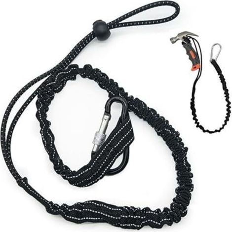 2-Piece Retractable Safety Tool Leash, Safety Lanyard for Working at Heights, Safety Lanyard with Aluminum Locking Carabiner and Adjustable Loop End (1/5)