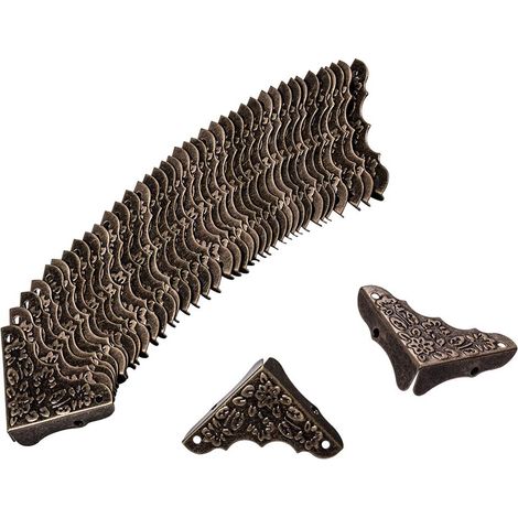 20 Pcs Métal Meubles Coins Protecteur Antique Décoratif Triangle Sculpté Gardes avec Vis pour Cas Table Bureau en Bois Boîte (1/5)