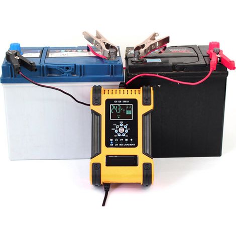 (Exklusiv für Südostasien) Intelligentes 12V/24V/12A-Ladegerät mit 7-Segment-Anzeige für Bleiakkumulatoren mit Betriebsanzeige (US-Standard, gelb, 12A) (1/5)