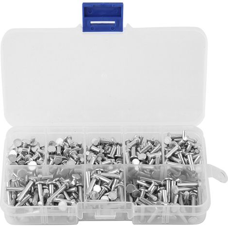 400 Stück M3-Senkkopf-Aluminiumnieten, Vollnieten mit flachem Kopf, Länge 4 mm bis 16 mm (1/4)