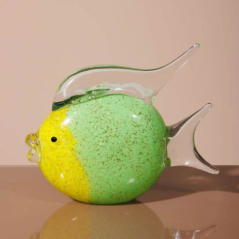 Statuette poisson rond verre coloré 16x19x7cm (1/5)