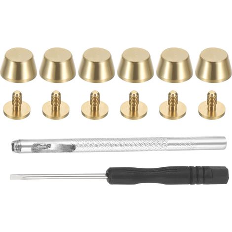 7x7,5 10mm Pointes pour Vêtements, Ensemble de 6 Clous en Métal à Visser, Boutons à Vis à Tête Plate, Rivets à Visser, Boutons en Cuir Diy, Couleur : Or Clair (1/5)