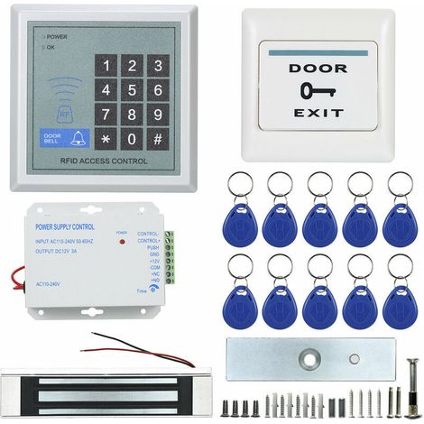 Kit de contrôle d'accès RFID – Ouvre-porte en verre – Serrure magnétique électronique – Alimentation DC 12V – Matériau ABS (1/5)