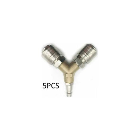 Conector para compresor, distribuidor de aire comprimido, conector de aire comprimido de 1/4", conector de aire comprimido de liberación rápida de 3 vías con rosca macho, conector rápido en Y (Paquete