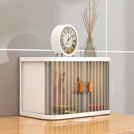 Boîte De Rangement - Avec Couvercle Rouleau - Plastique PP - Pour Bureau Cuisine Salle De Bain Bureau - 26,8 x 18,2 x 16,3 cm - 1 Pièce (1/5)