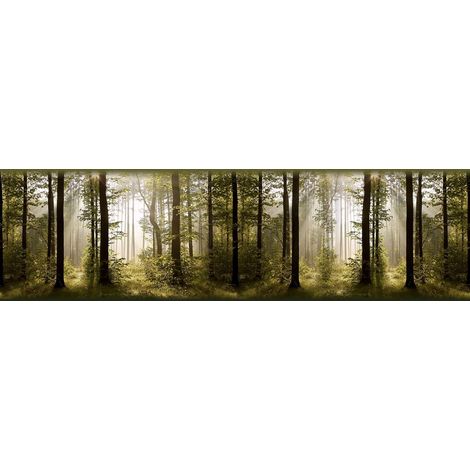 Frise murale auto-collante forêt 14cm x 500cm – Motif arbres multicolore – Application facile sans colle – Pour chambres d'enfants – Ag Art
