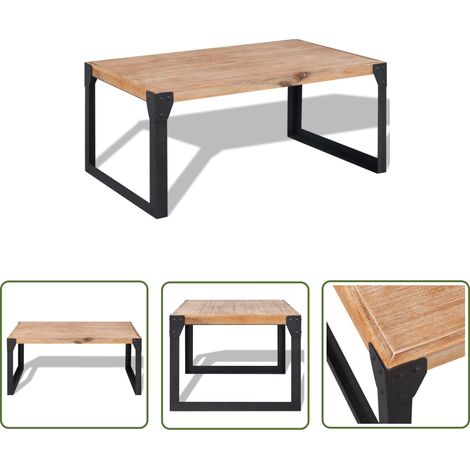 INLIFE Table basse Bois d'acacia massif 100 x 60 x 45 cm (1/5)