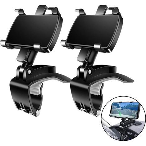 Soporte universal para teléfono de coche - Paquete de 2 - Soporte multifuncional para salpicadero - Rotación de 360° (1/5)