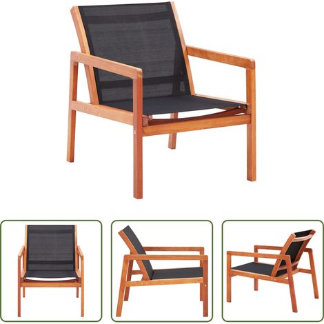 Chaise de jardin - Chaise de jardin Noir Bois d'eucalyptus solide et textilène (1/5)